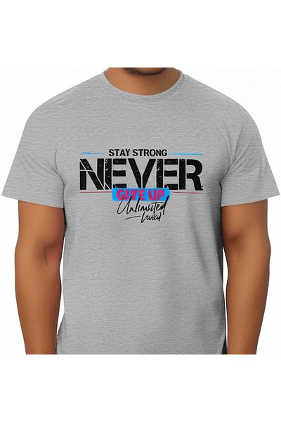 DHDmoda Men's Gray Text Printed T-Shirt