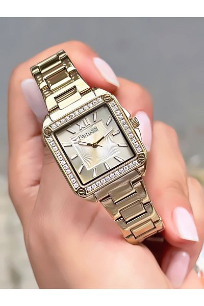 Ferrucci Women's Wristwatch Square Model Steel Cord Waterproof Bracelet Gift