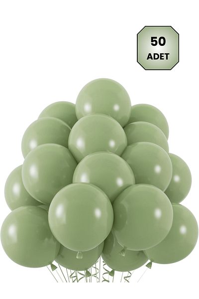 Mielibon Pastel Eucalyptus (Mould Green) Balloon 12 Inch Set of 50 – Bulk Party Birthday Wedding Decoration