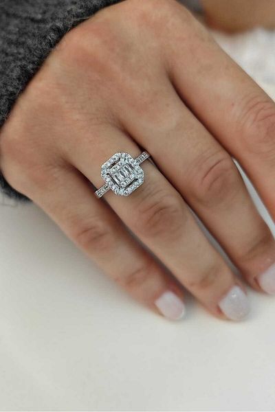 KYOLA DESİGN Baguette Zircon Stone Adjustable Silver Color Women's Ring