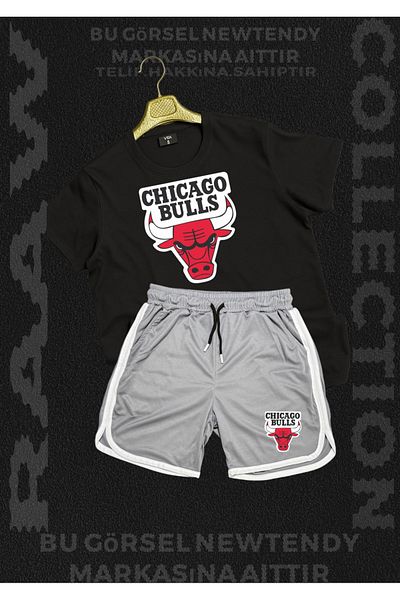 Minikelya Chigago Bulls Summer T-Shirt and Basket Shorts 2 Fan Combination Set