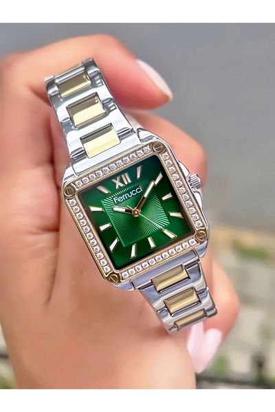 Ferrucci Women's Wristwatch Square Model Steel Cord Waterproof Bracelet Gift