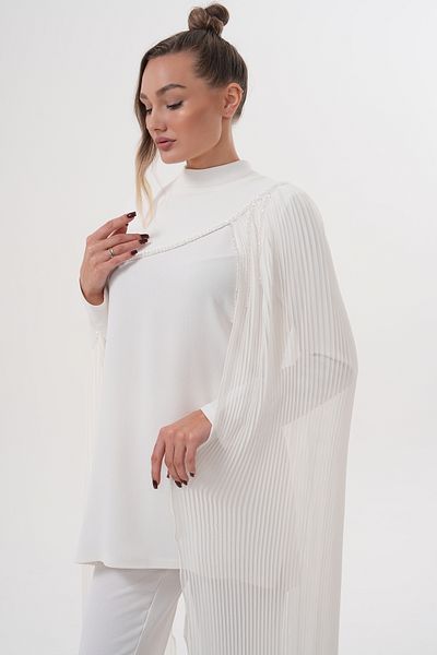 Marvella By Rasha Elegant Pleated Cape Pantsuit Set