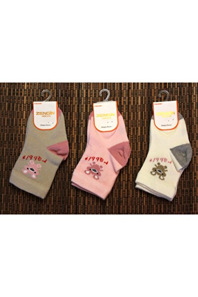 Baby Veil Zengin Çorap Bebek Pamuklu Dikişsiz Burun 3'lü Set Tavşan Desenli K...