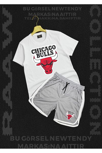 Minikelya Chigago Bulls Summer T-Shirt and Basket Shorts 2 Fan Combination Set