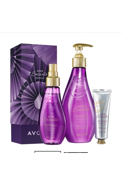 AVON Encanto inspiring vücut spreyi el kıremi vücut losyonu 3 lü set
