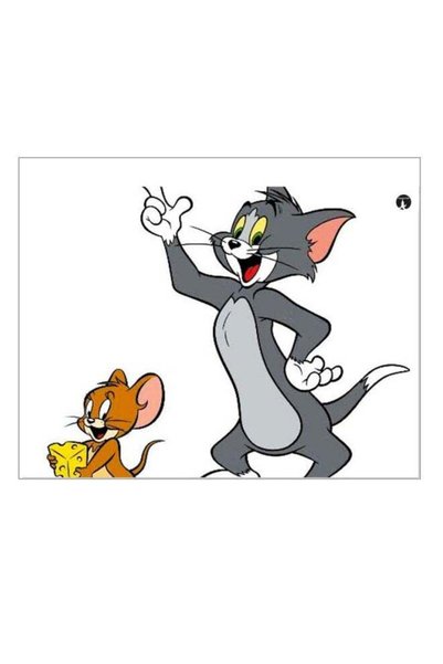 Generic Tom And Jerry Themed Metallic Plate White/Grey/Brown 20x15cm