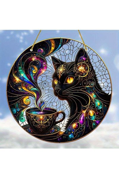 Generic Luminous Moonlit Cat Acrylic Hanger - Enchanting Porch & Garden Art D...