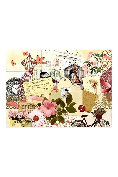 Generic Decorative Printed Metallic Plate Beige/Pink/Green 20x15cm