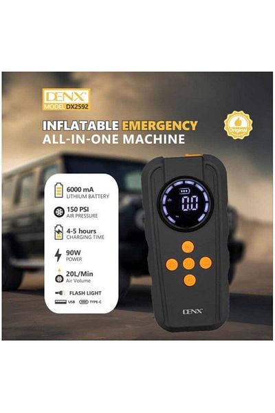 Denx Dynx DX2592 6000mAh Portable Car Jump Starter with Built-in Air Blower