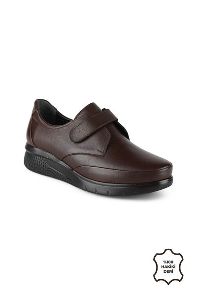 MERİSER Genuine Leather Full Comfort Soft Textured Casual Velcro Women's Shoes