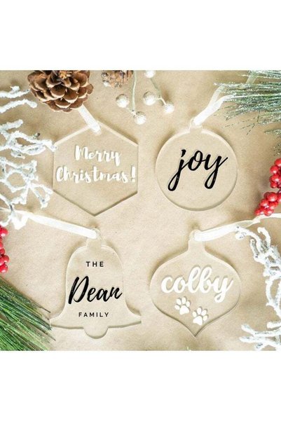 Generic 3" Clear Acrylic Christmas Ornament, 4 Classic Blank Christmas Bauble...