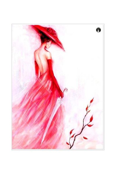 Generic Women Printed Decorative Plate White/Pink 20x15cm