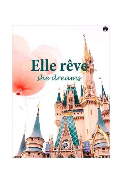 Generic Elle Reve She Dreams Themed Metallic Plate White/Blue/Pink 20x15cm