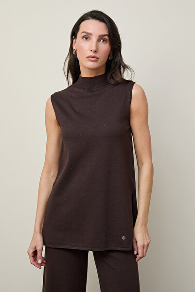 Serianno Balıkçı Yaka Mini Payetli Yırtmaçlı Tunik