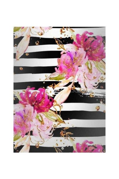 Generic Floral Themed Metallic Plate Black/White/Pink 20x15cm