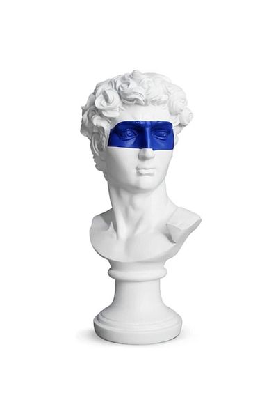 TEDİ Decorative Statue Acrodi, 15cm, Blue Mask, Greco-Roman Inspiration