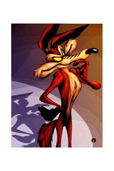 Generic Wile E. Coyote Themed Metallic Plate Purple/Red/Yellow 20x15cm