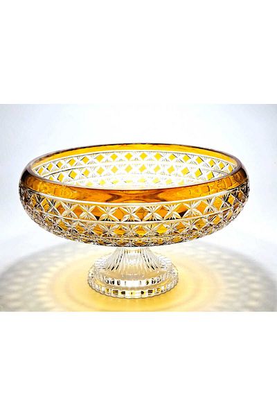 Kristal Market Handmade Crystal Patterned 28 cm Decorative Presentation Tableware Presentation Bowl
