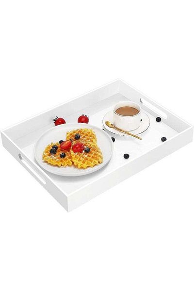 Generic TPGP Acrylic Serving Trays With Handles, 16"X 12" Rectangle Sturdy Breakfast Tray