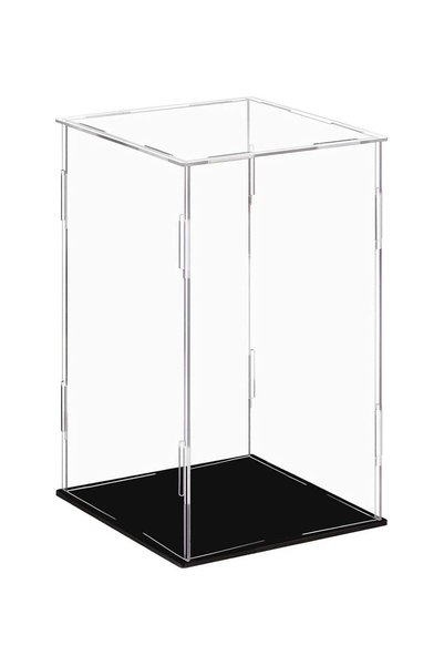 Generic Acrylic Display Case, 15.5x16.5x26cm, Clear Showcase with Black Base ...