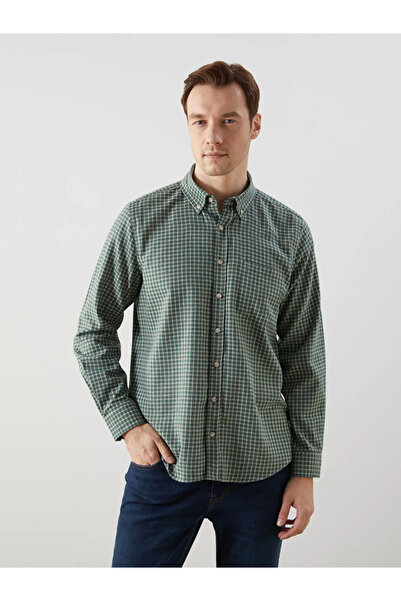 LC Waikiki Lcwaikiki Classicgreen Regular Fit Long Sleeve Plaid Men's Shirt