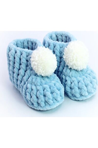 DeKuBaby Pon Ponlu El Örgüsü Bebek-ÇocuK Panduf -Patik ,Ev Ayakakbısı
