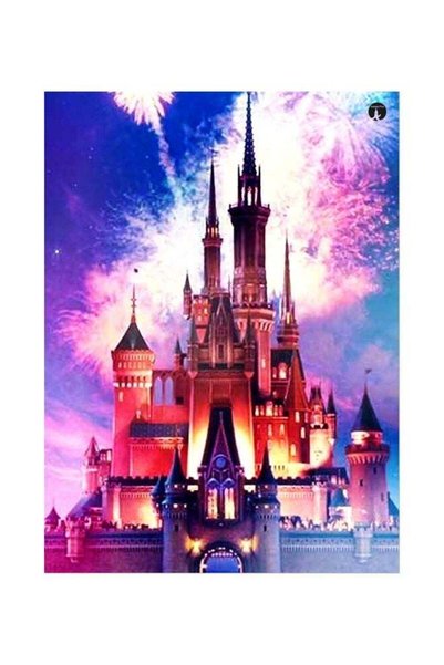 Generic Disney World Themed Metallic Plate Pink/Blue/Red 20x15cm