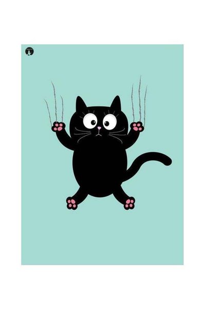 Generic Cat Printed Metallic Plate Blue/Black/White 20x15cm