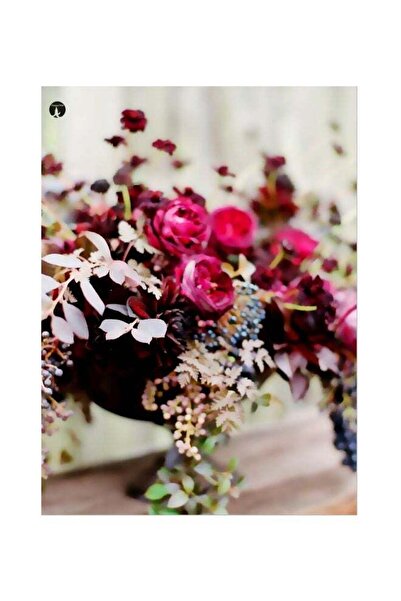 Generic Flower Printed Metallic Plate Red/Beige/Green