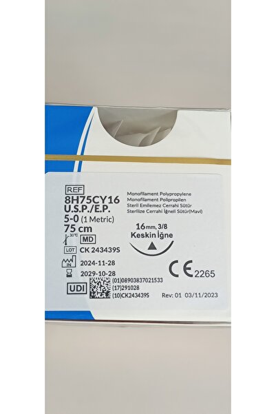 IĞNE&İPLİK 5.0 KESKİN PROLEN EMİLEMEYEN CERRAHİ İPLİK (12 ADET)