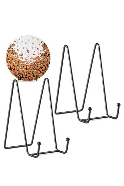 Generic 2-Piece Iron Easel Plate Holder Display Stand – Metal Frame Stand for...