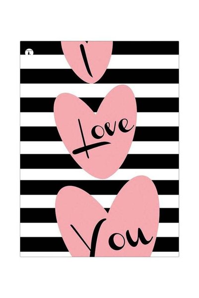 Generic I Love You Themed Metallic Plate Pink/Black/White 20x15cm