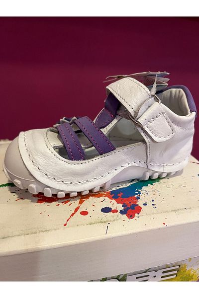 Bebek Sanbe 305 N 3502 Leather First Step Shoes White-Purple