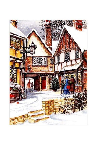 Generic House Printed Metallic Plate Brown/White/Red 20x15cm