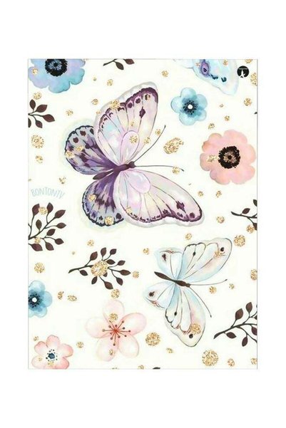 Generic Butterfly Printed Metallic Plate Beige/Purple/Pink 20x15cm