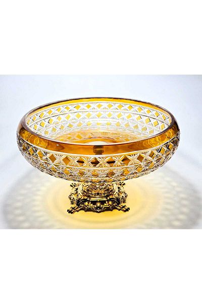 Kristal Market Handmade Crystal Patterned 28 cm Decorative Presentation Tableware Presentation Bowl