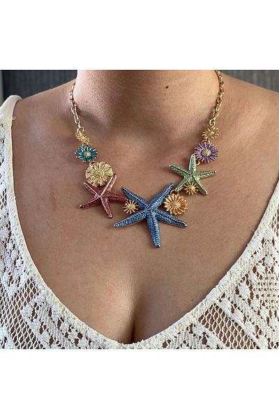 BURÇİN AKSESUAR Vip Necklace with Starfish Flower Detail