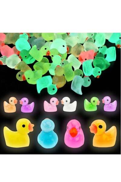 Generic 100pcs Mini Bright Resin Ducks Colorful Luminous Figurines Garden Duc...