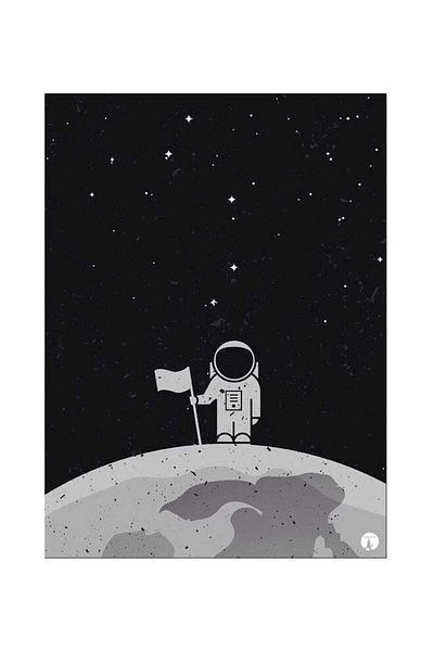 Generic BP Astronaut Printed Metallic Plate Black/Grey 20x15cm