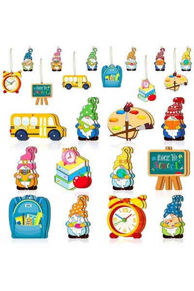 Generic 24 Pcs Back to School Ornaments Wooden Hanging Banner Decorations Bac...