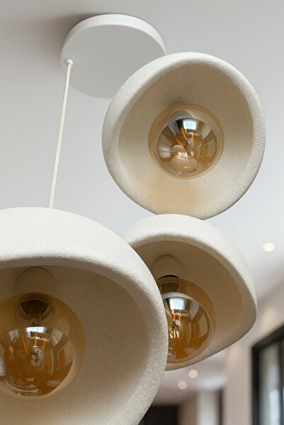 Dropcek eticaret 3 Lü Sarkıt Avize Rustik E27 Modern Avize Bohem Beton Görünüm (lambalar hediyedir)