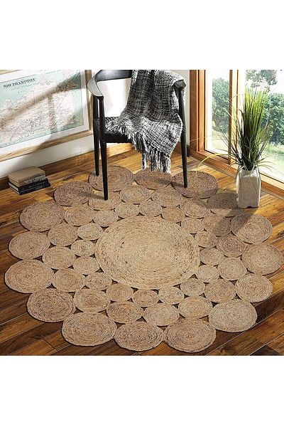 Generic LINGWEI Round Jute Rug Carpet 120x120cm