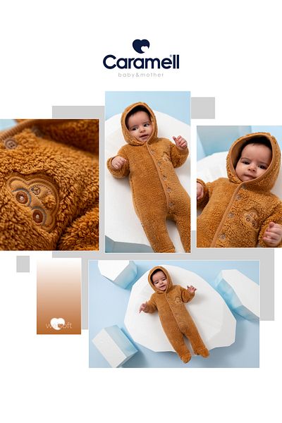 Caramell 100% Cotton Welsoft Baby Boy Jumpsuit (1-12 Months) Plush Winter Hooded Jumpsuit