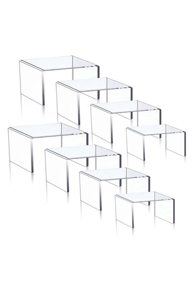 Generic Set of 8 Clear Acrylic Display Risers Cupcakes Holder Sweet Stand Dis...