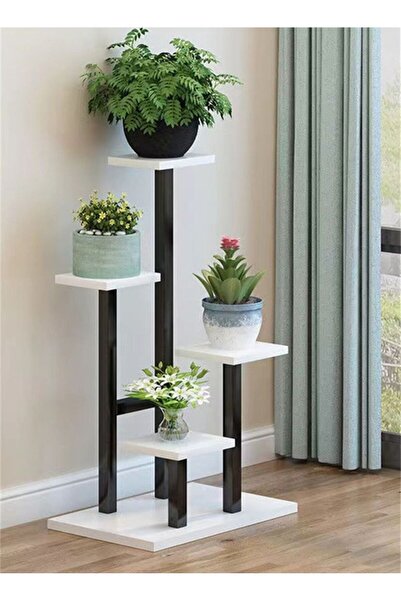 Generic Flowers Pot Plant Flower Display Stand Painted Steel White/Black 83 x...