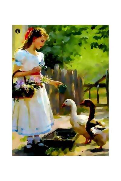 Generic Feeding Ducks Themed Metallic Plate Green/White/Red 20x15cm