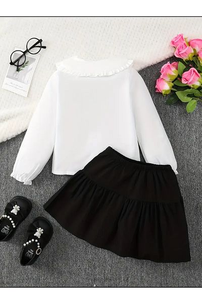 OEM Girls white shirt and black skirt, 6 years, 116 cm