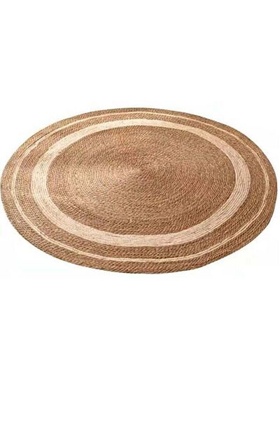 Generic HOME TASTE TOMSUN Handwoven Jute Braided Rug 120 Cm Beige Reversible Round Rug Ideal for Bedroom, K