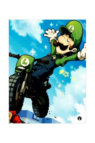 Generic Luigi Themed Decorative Metallic Plate Blue/Green/White 20x15cm